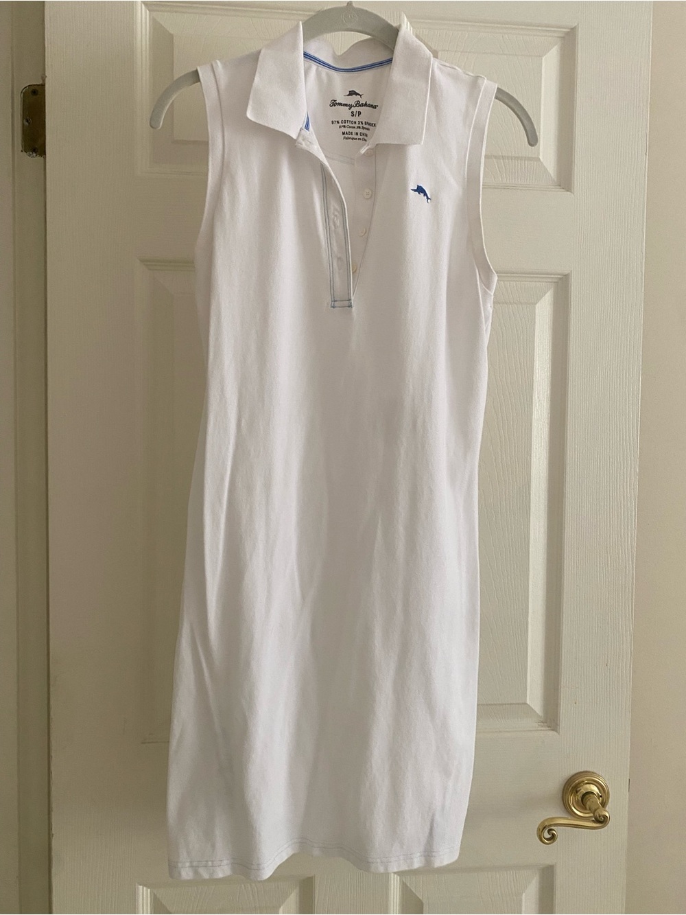 Tommy Bahama White Polo Dress with Blue Marlin Accent